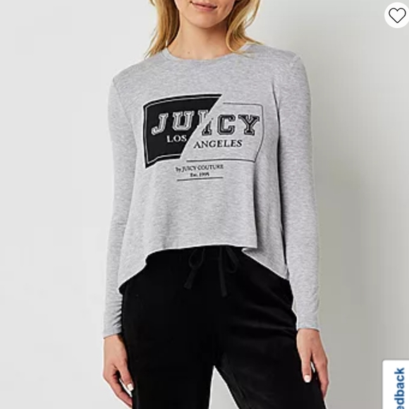 𝐑𝐞𝐭𝐚𝐢𝐥 $𝟒𝟓 Juicy By Juicy Couture Crew Neck Long Sleeve Top Large New - Picture 1 of 10